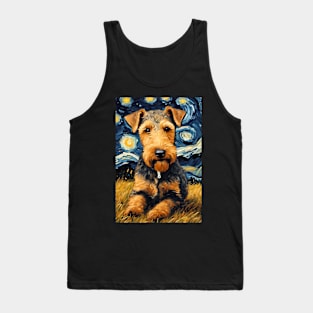 Airedale Terrier Dog Breed Painting in a Van Gogh Starry Night Art Style Tank Top
